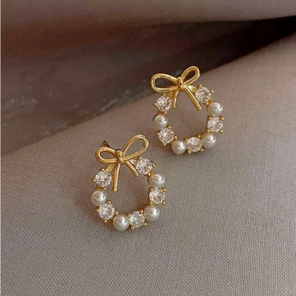 ⚠️Clearance Bow Knot Earrings Pearls - Picture 3 of 4